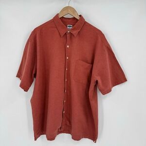 Old Navy Orange Linen/Cotton Blend Short Sleeve Button Up Shirt‎ Men's Sz XL